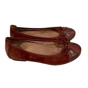 VIONIC Minna Brown Suede Snake Print Cap Toe Ballet Flat Size 6